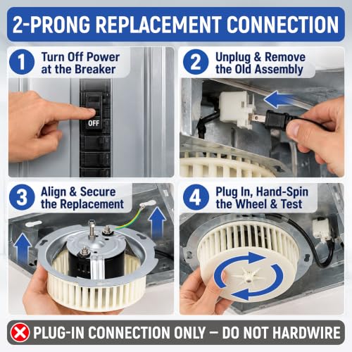 Bathroom Fan Motor Replacement 8832NA A Unit with 6.1 Inch Blower Wheel 120V