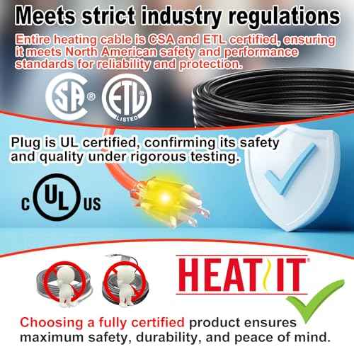 HEATIT Water Pipe Heat Tape - Prevent Freezing & Easy Installation for Metal & Plastic Pipes, CSA & ETL Certified Heat Trace Cable, All-Weather Protection, Trusted Choice HISD 3ft, 7w/ft, 120V