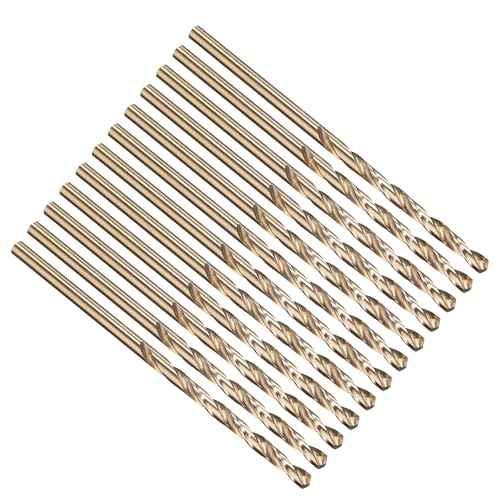 PATIKIL #40 Drill Bit, Jobber Straight Shank M2 High-Speed Steel 135¡Æ Gold Finish for Stainless Steel Hard Metal - 12 Pack