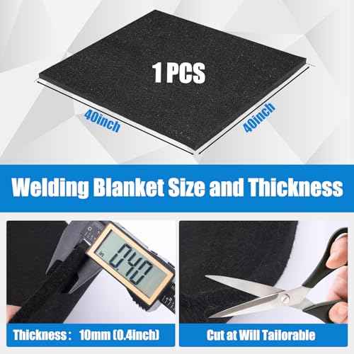 10MM Thick 40x40 Inch Fireproof Welding Blanket, 10mm Thickened Pad Fire Resistant Carbon Felt Cloth Flame Retardant Fabric Protector Pad for Soldering Firepit Smoker