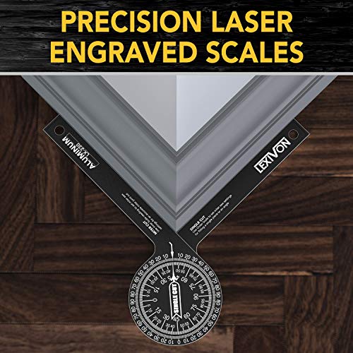 LEXIVON 7-Inch Aluminum Miter Saw Protractor - Precision Laser Engraved Angle Finder