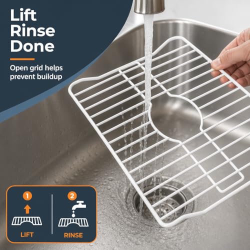 Better Houseware White Sink Protector Grid 16x12.3x1 Inches Kitchen Sink Mat
