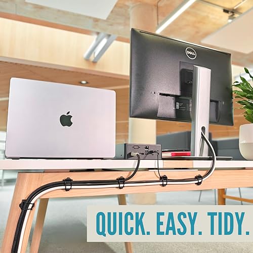 CableGenie Black 10-Pack Adjustable Elastic Cable Clips for Wire Management