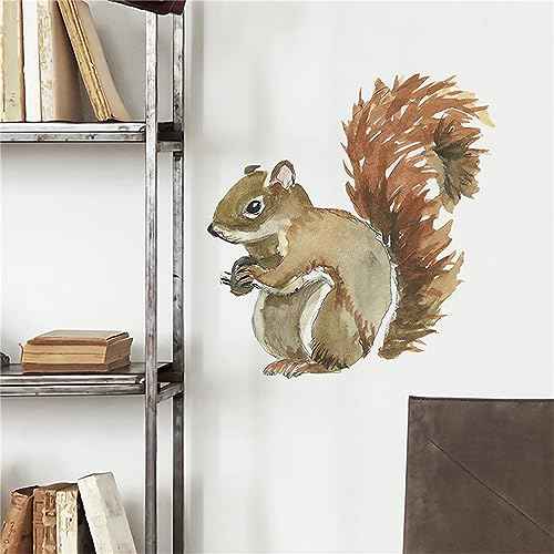 Cute Squirrel Wall Stickers, sacinora Nature Animal Wall Decals Removable Vinyl Peel and Stick for Living Room Bedroom Nursery Children's Room Playroom Art Decorations