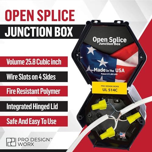 2-Pack UL 514C Polycarbonate Open Splice Junction Boxes - Durable Black Enclosures for Safe Wiring