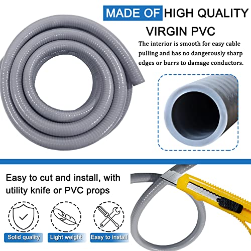 Ansgery 1/2 Inch Liquid Tight Electrical Conduit Kit 25ft with Fittings