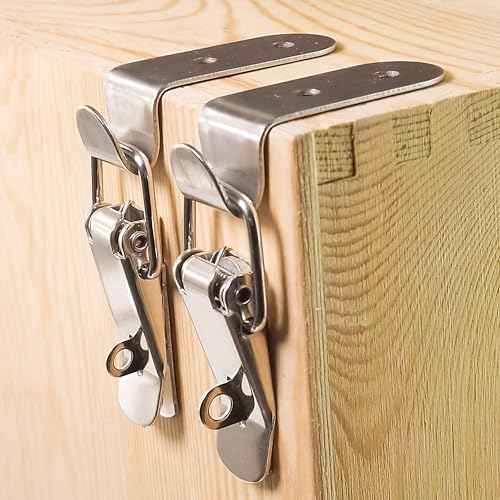 Lesnala 8 Pcs Stainless Steel 90 Degree Spring Toggle Lock with Clasp Buckle Latch and Mounting Screws for Box Cabinet Door Barn Wooden Case Toolboxes