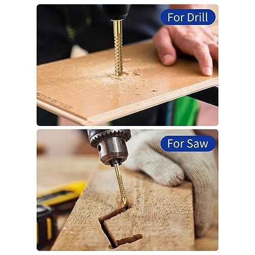 Rocaris 8 Pack Titanium Coated HSS Twist Drill Bits, 3-10mm Serrated Side Cutting Drill Bit Woodworking Tools for Plastic Metal Wood Hole