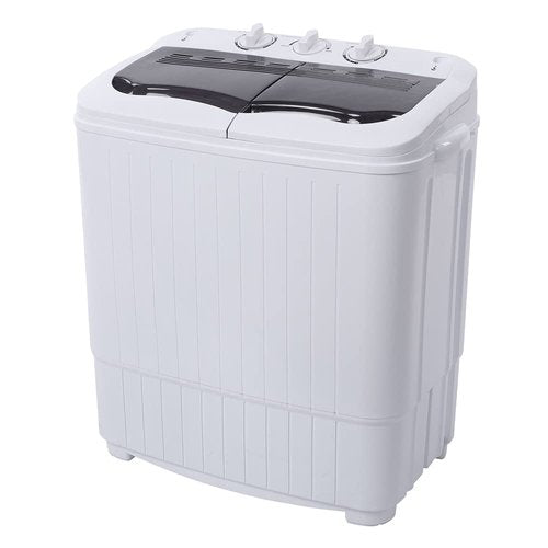 Winado 15LBS Portable Washing Machine, Compact Mini Washer Machine & Spin Cycle Combo, Built-in Gravity Drain, Small Twin Tub Washer with Spin Cycle for Laundry Room, Apartments, Dorms, RV's (Grey)