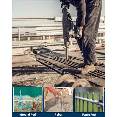 SDS Plus Ground Rod Driver for 5/8 Inch & 3/4 Inch Ground Rods, Firecore One-Piece T Post Driver Adapter Bits, Fits Bosch Dewalt Milwaukee Hilti and Other SDS-Plus Rotary Hammer Drill Tools