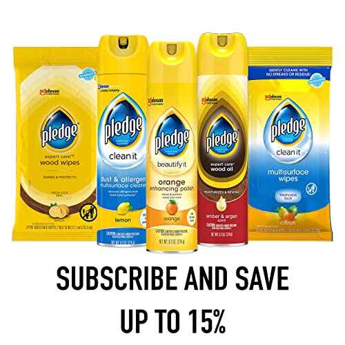 Pledge Moisturizing Wood Oil, Furniture Reviving Spray, Amber & Argan Scent, 9.7oz