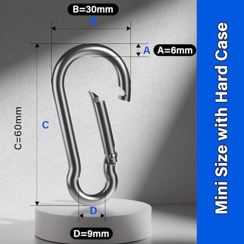 20PCS Heavy Duty Stainless Steel Carabiner Clips 1360lbs Load for Camping, Pet, Gym, & Outdoor Use