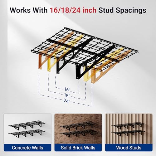FLEXIMOUNTS 2-Pack 6ft Wall Mounted Garage Shelves Heavy Duty Storage Racks