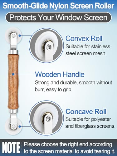 MEWTOGO 3-in-1 Screen Repair Kit with 0.14in x 32.8ft Spline, Screen Roller & Hook