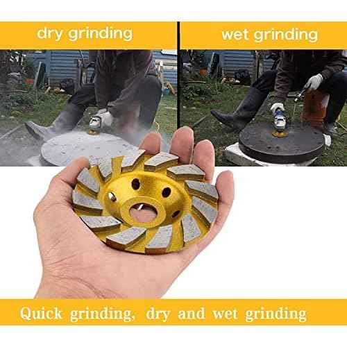 Golden Pearl 2pcs-4 Inch Concrete Stone Ceramic Turbo Diamond Grinding Cup Wheel,12 Segs Heavy Duty Angle Grinder Wheels for Angle Grinder(Yellow)