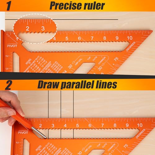 Matework 12-Inch Carpenter Square / Rafter Square for Woodworking, Aluminum