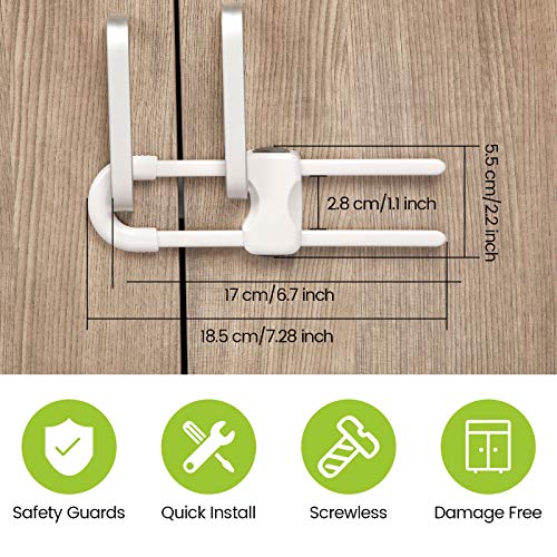 Jetec Baby Proof Cabinet Locks 10 Pack White No Drilling Child Safety