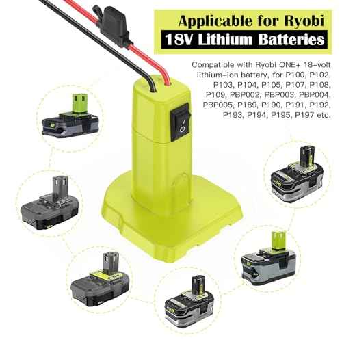 1 Packs Power Wheel Adapter for Ryobi 18V Battery Adapter Power Wheel Battery Conversion Kit with Switch, Fuses & Wire Terminals, 12AWG Wire, Power Connector for DIY RC Car Toys and Robotics