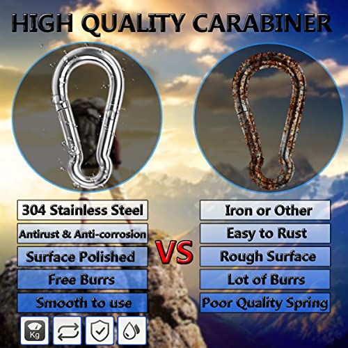 Ekunbuy 4 Inch Heavy Duty Stainless Steel Spring Snap Hooks (6 Pack) for Hammocks & Outdoor Use