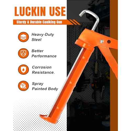 Holothurian Caulking Gun, Caulk Gun No Drip,Sealant Finishing Tool Grout Scraper for Kitchen Bathroom Window Sink Joint, 1/10 Gallon Cartridge, 10:1 Thrust Ratio, Orange