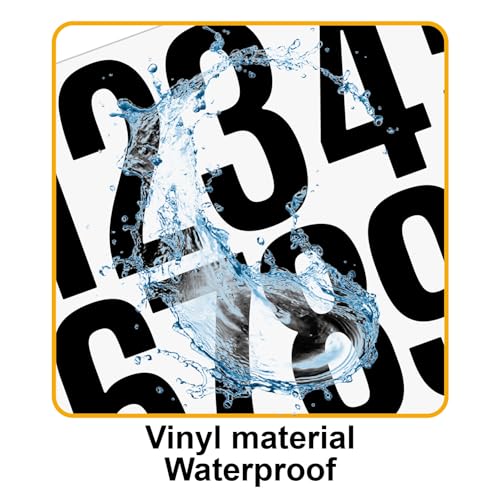 YTPZCL Black 4 Inch Vinyl House Number Stickers - Self-Adhesive Outdoor Labels, Waterproof & Durable, 6 Sheets