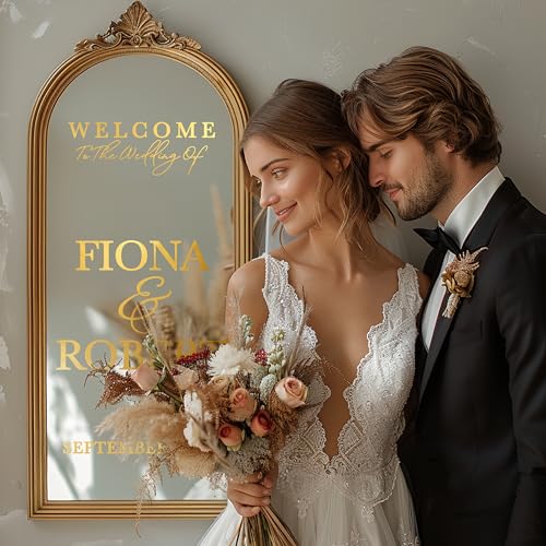 Personalized Wedding Mirror Sign Decal - Unique Custom Gifts 1-Wedding - Bride & Groom Names, Elegant Reception Decor