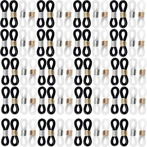 NSBELL 300PCS Eyeglasses Chain Ends Anti Slip Silicone Spring Rubber Connector Holder Retainer for Eyeglass Sunglasses Necklace Chain Eyeglass Chain Loop Holder Silicone Eyeglass Connector