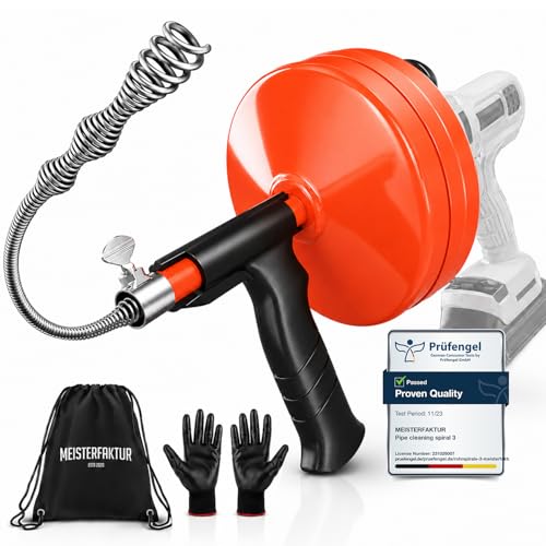 MEISTERFAKTUR 50FT Drain Snake with Drill Attachment - Unblock Sink & Drain