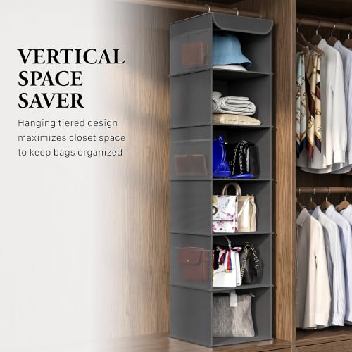 Simple Houseware 6-Shelf Hanging Closet Organizer Dark Gray - Space-Saving Wardrobe Storage
