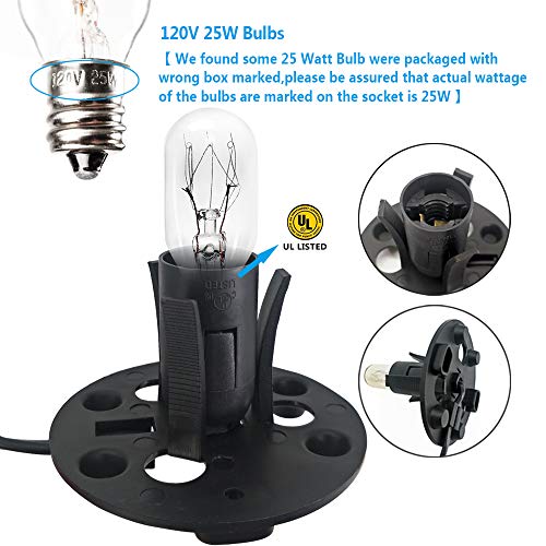 Himalayan Salt Lamp Cord with Dimmer & 6 Extra 25W E12 Bulbs — Replacement Set