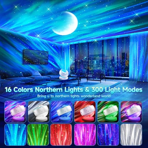 COOLNIGHT White LED Aurora Galaxy Projector with Sound Machine & Bluetooth Speaker