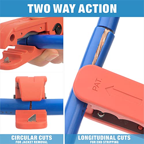 IWISS iCrimp ICP-240 Cable Stripper 3.9x1.2in for AWG 12 to 4/0 Round Cables, Radial Wire Stripping Tool with 2 Extra Blades