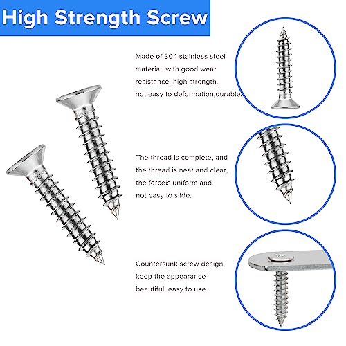 40 Pcs Stainless Steel Straight Brackets with Screws - 40mm Flat Furniture Repair Kit