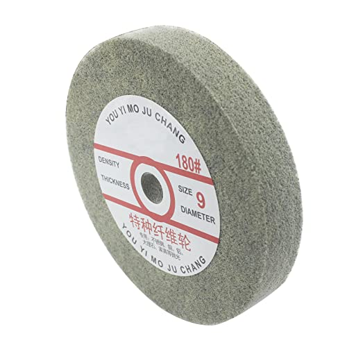 ?????????????? 6'' x 1" Nylon Fiber Buffing Wheel, 5/8 Inch Arbor Hole Aluminum Buffing Wheels 180 Grit Abrasive Polishing Discs for Bench Grinder, Drill (9 P)