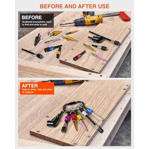 Bit Holder Keychain,6Pcs 1/4 Quick Release Driver Bit Catchers Tool Gifts for Men,Quick-Change Extension Bar Keychain Drill Screw Adapter Portable for Organizer Tool Pouch,Tool Bag