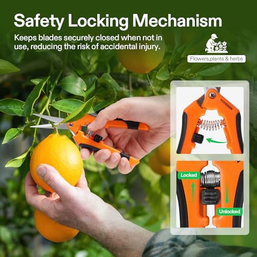 VIVOSUN 6.5 Inch Gardening Pruning Shears with Straight Stainless Steel Blades - Orange, 1-Pack