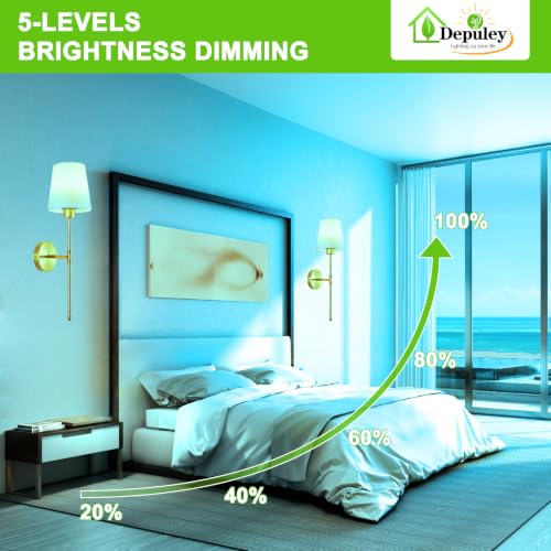 Depuley Gold Wall Sconce Set of 2 - 24 Inch Rechargeable Wireless LED Wall Lights with Remote, 15 Colors & Dimmable Bulbs, Bedroom Living Room Decor