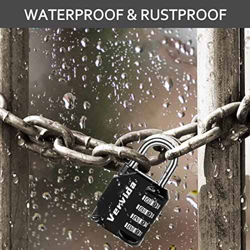 Vervida¢ç Combination Lock Resettable 2 Pack 4 Digit Outdoor Waterproof Combo Padlock for School Gym Locker, Sports Locker, Fence, Toolbox, Gate, Hasp Storage (Black)
