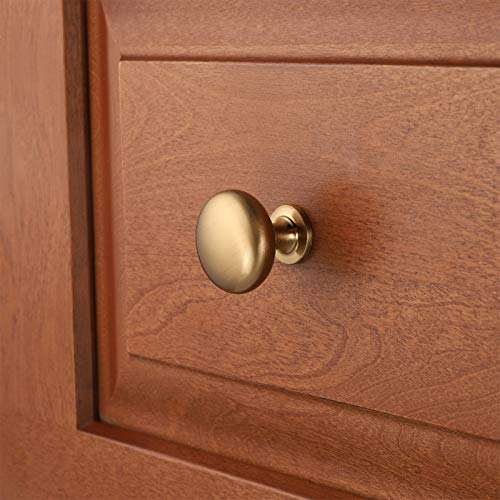 NIZADO 12 Pack Warm Gold Aged Brass Cabinet Knobs - Champagne Bronze Drawer Pulls, 1-1/5" Diameter