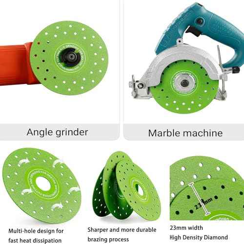 2 pcs Glass Cutting Disc for Angle Grinder, Rock Slab Grinding Disc and Multi-Pore Flat Cutting Blades, 4.5 Inch &1.2mm Thin, for Cutting and Grinding Glass Ceramic Tile Granite Marble Diamond