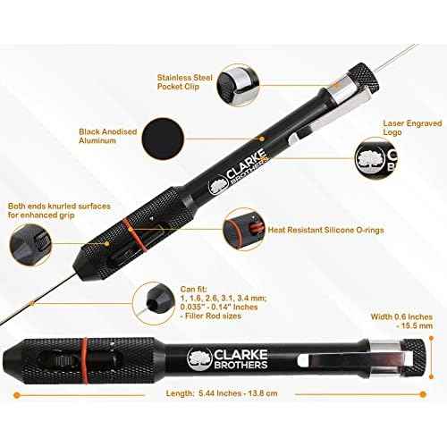 Clarke Brothers Tig Welding Pen Holder ? Welder Feeder with Metal Case for Storage ? Enhanced Comfortable Grip Tig Finger ? Practical Pocket Clip ? Professional Welding Results