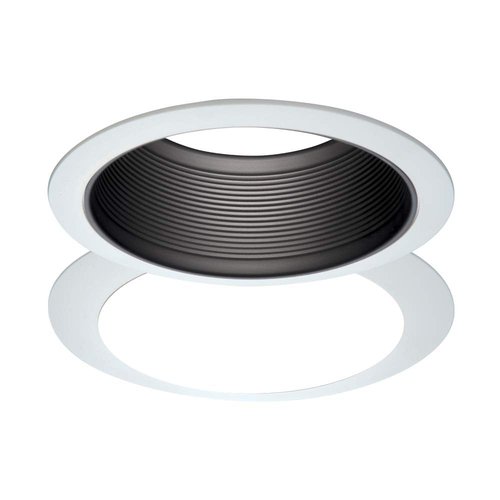 HALO 6100BB 6" White Tapered Metal Baffle Recessed Trim with 2 White Rings, Narrow and Wide, Black