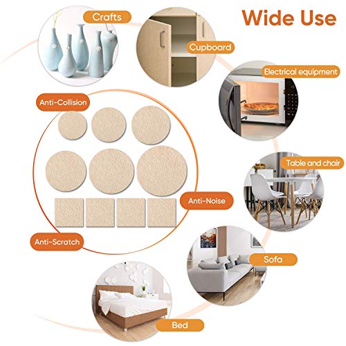 BAIPOK Beige Furniture Felt Pads 300 Pack for Hardwood Floors - Protect & Reduce Noise