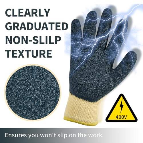 400V Voltage Resistant Gloves Insulated Electrician, Electrical Rubber Non-slip Texture for Prevent Shock