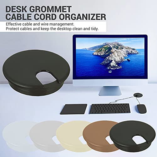 5 Pack Rok 3-Inch Black Cable Grommet Desk Hole Cover for Wire Management