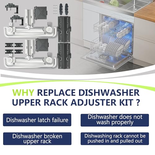 Romalon W10712395 Upper Rack Adjuster Kit for Whirlpool/Kenmore Dishwashers