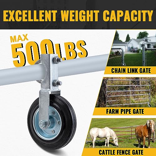 VIVIDA 6-Inch Heavy Duty Support Gate Wheel for Metal Tube Gates, Silver, 1 Pack
