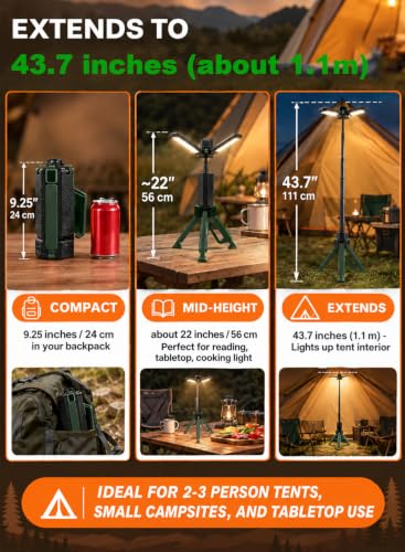 CuLiDing Telescopic Camping Light 2500 Lumen Rechargeable 15000mAh Green