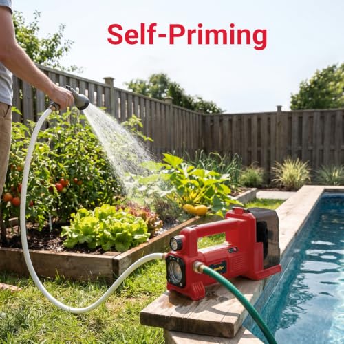 Danero Red Cordless Water Transfer Pump for Milwaukee 18V Battery – Self-Priming, 9 GPM