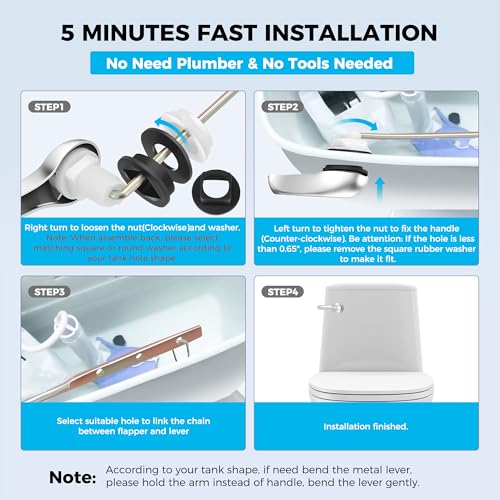 Yupjlia 2 Pack Front Mount Toilet Handle Replacement Kit with Metal Lever